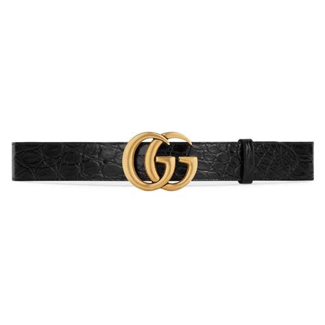 Crocodile belt with Double G buckle 